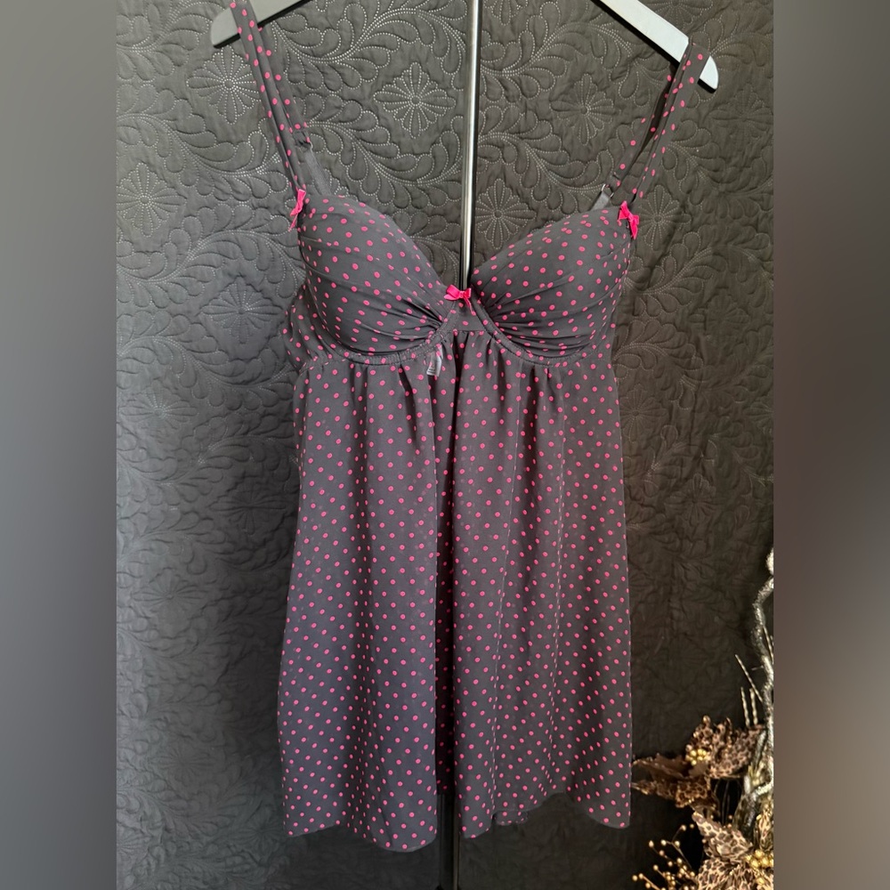 Black Teddy with Hot Pink Polka Dots